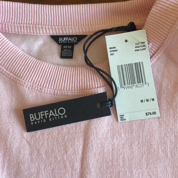 Buffalo David Bitton NWT size M Indiana Padded Shoulder Sweatshirt light pink - Picture 6 of 8